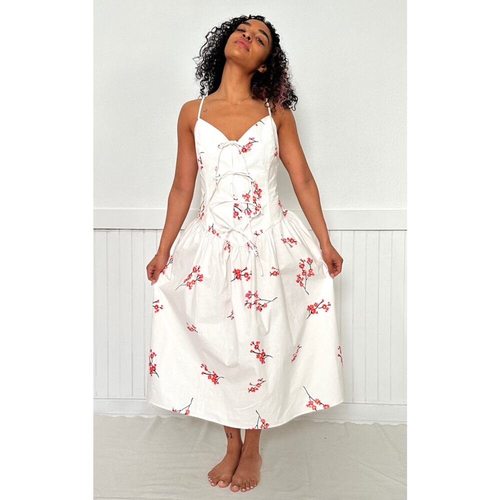 NAYA REA white cherry midi Summer sundress  MILANA DRESS size 16